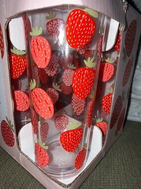 BNWT- Home Essentials Strawberry Print Cocktail Glasses - Pink & Red SUPER CUTE!